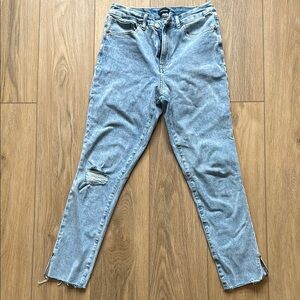 Express High Rise Women's Light Blue Distressed Jeans